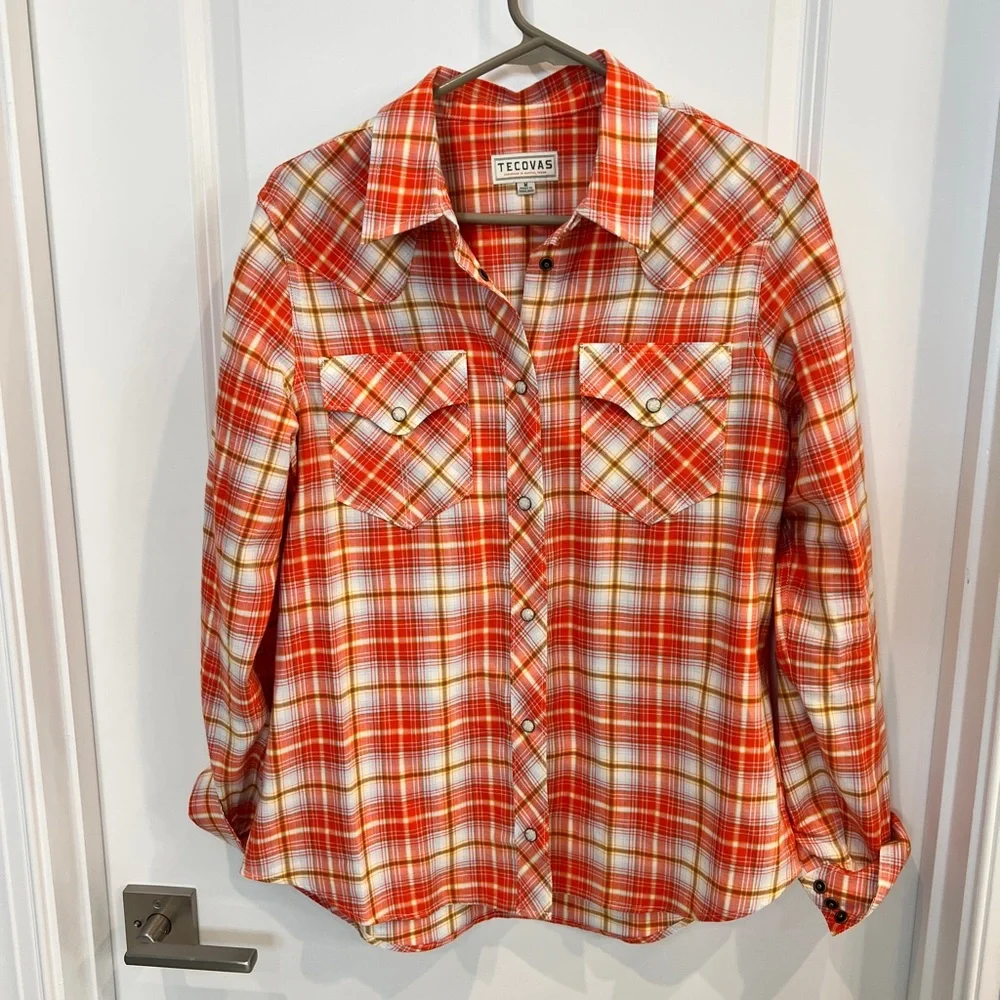 Tecovas Orange and Yellow Plaid Shirt - Picture 1 of 3